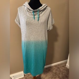 Pink Lotus Ombré Cowl Neck Sweatshirt Dress (M)